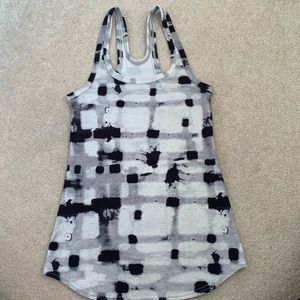 Lululemon Racerback Tank Top White Black Gray Sz 4